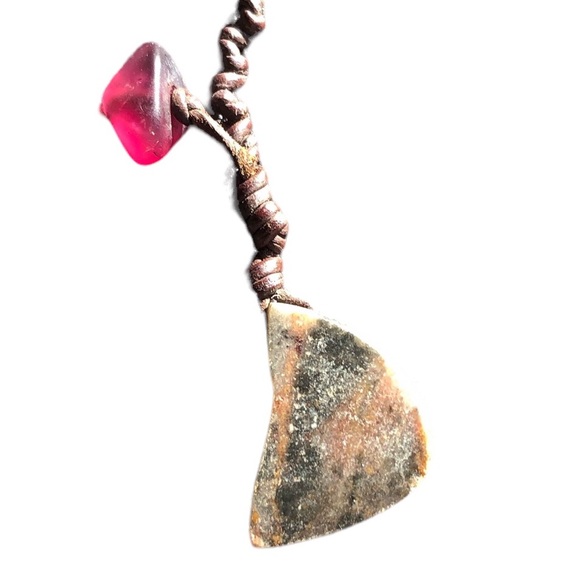 Pink Druzy Natural Raw Ruby and Rhodochrosite Leather Necklace - Picture 11 of 15